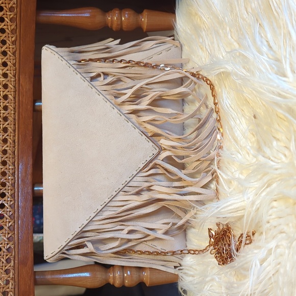 Tyler Ellis beige fringe crossbody bag - Picture 4 of 7